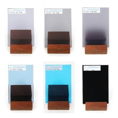 Customized Euro Grey Blue Colored Laminated Glass Weather Resistant 6.38mm Thickness